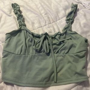 Green ruffle tank top